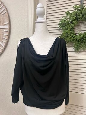Michael Kors Black Cowl Neck Long Sleeve Blouse